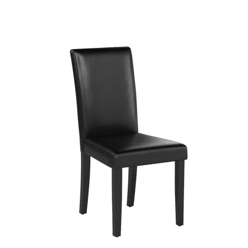 Black Dining Chair Set of 4 - Modern PU Leather Upholstered Parsons Chairs for Kitchen and Dining Room