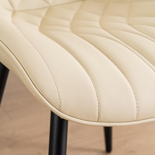 Mid Century Modern Beige Dining Chair Set for Kitchen