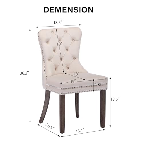 Modern Style Beige Velvet Dining Chairs Set of 2 for Kitchen