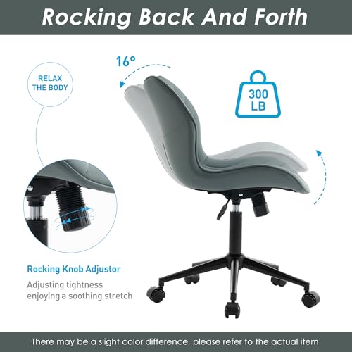 MENCOLULU Comfy Armless Office Chair: Adjustable, Ergonomic, and Stylish (Grayish Green)