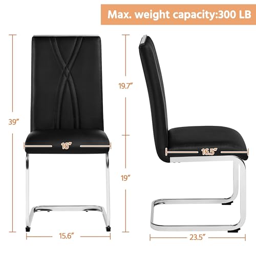 Modern Black Dining Chairs Set of 2 for Dining Room and Kitchen