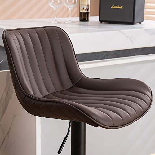 MENCOLULU Brown Bar Stools with Back, Adjustable Height, Modern Design