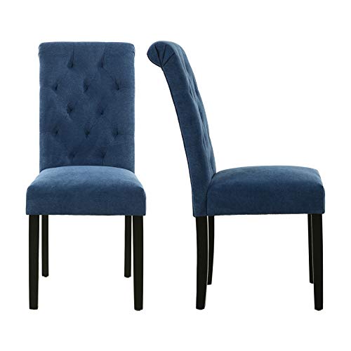 Elegant Blue Solid Wood Dining Chair Set
