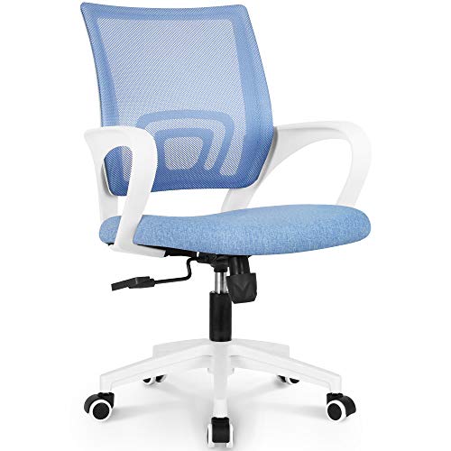 Ergonomic Office Chair with Blue Mesh Racing Seat and Lumbar Support for Gaming and Computer Desk (Sky Blue)