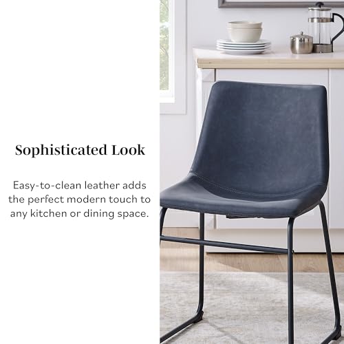 Navy Blue Armless Dining Chair Set, 2 Pieces