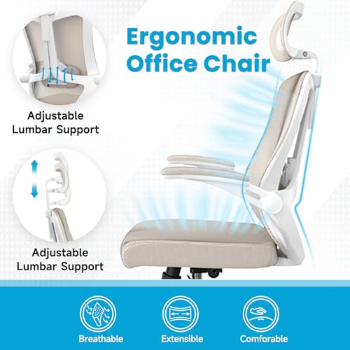 Heavy Duty Ergonomic Office Chair with Wheels and Arms - Comfortable Support for Office, Bedroom, and College Dorm