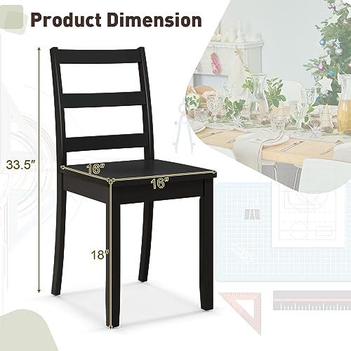 Set of 2 Black Wooden Armless Dining Chairs with Farmhouse Style