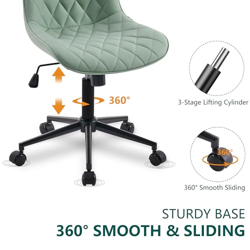 Armless Desk Chair for Home Office and Computer Use
