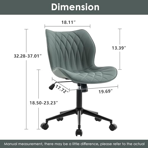MENCOLULU Comfy Armless Office Chair: Adjustable, Ergonomic, and Stylish (Grayish Green)