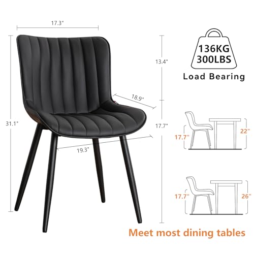 Mid Century Black Dining Chairs Set for Kitchen & Dining Room