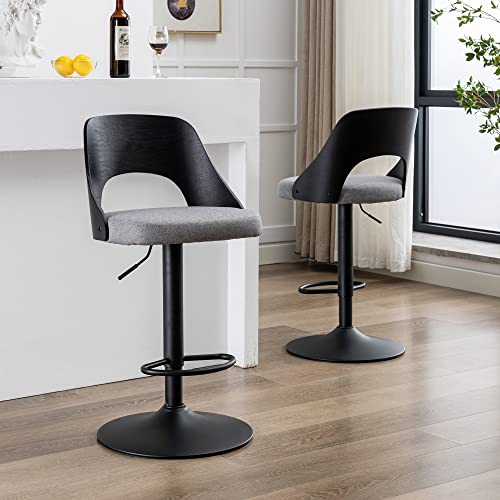 Set of 2 Swivel Barstools for Kitchen and Dining Room - Black