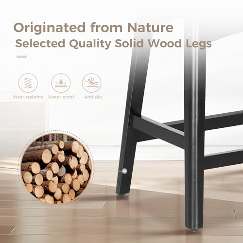 Two Black Counter Height Bar Stools for Kitchen Counter Island - 24in Height