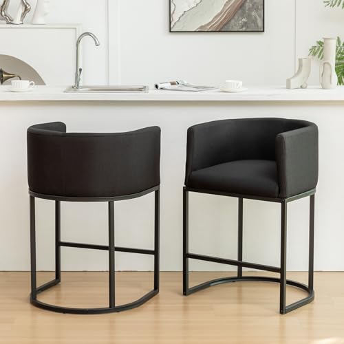 Modern Black Barstools for Kitchen Island and Cafe, 25" Height