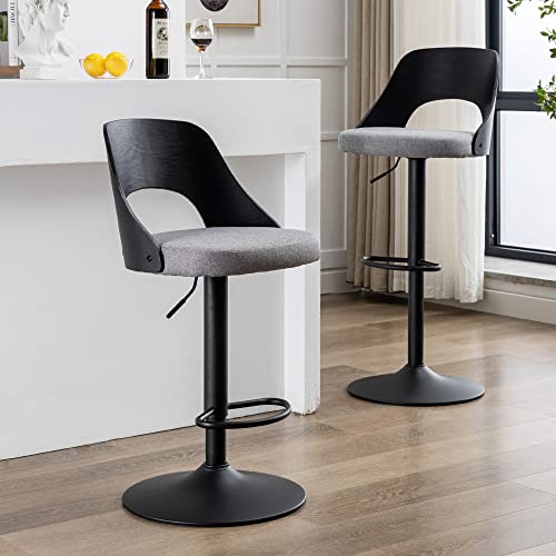 Set of 2 Swivel Barstools for Kitchen and Dining Room - Black