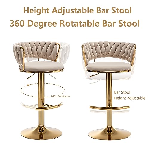 Elegant Velvet Bar Stools Set of 2 for Kitchen Island or Bar Pub