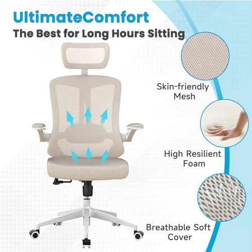 Heavy Duty Ergonomic Office Chair with Wheels and Arms - Comfortable Support for Office, Bedroom, and College Dorm