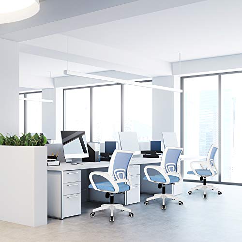 Ergonomic Office Chair with Blue Mesh Racing Seat and Lumbar Support for Gaming and Computer Desk (Sky Blue)