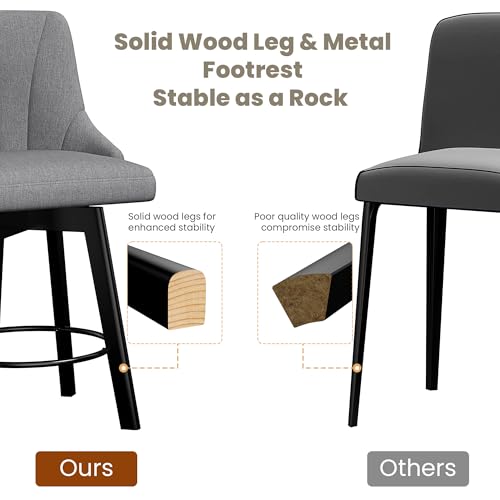 Fabric Upholstered Swivel Bar Stools Set of 2 for Kitchen Island - Dark Gray