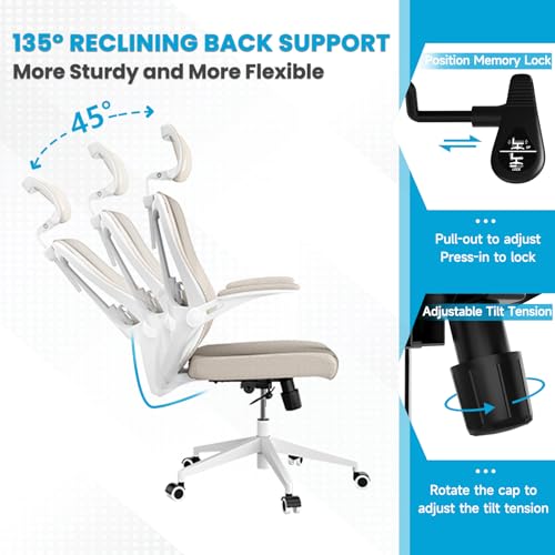 Heavy Duty Ergonomic Office Chair with Wheels and Arms - Comfortable Support for Office, Bedroom, and College Dorm