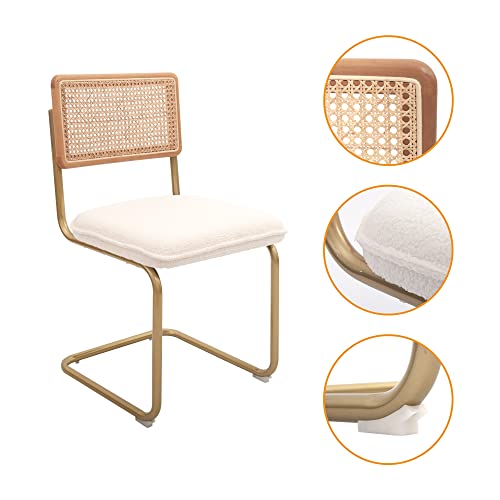 Mid-Century Modern Rattan Dining Chairs for Kitchen - Set of 2