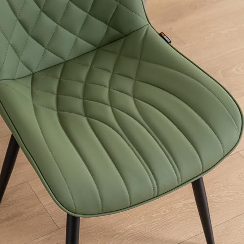 Modern Kitchen Dining Chairs Set of 2 in Olive Faux Leather