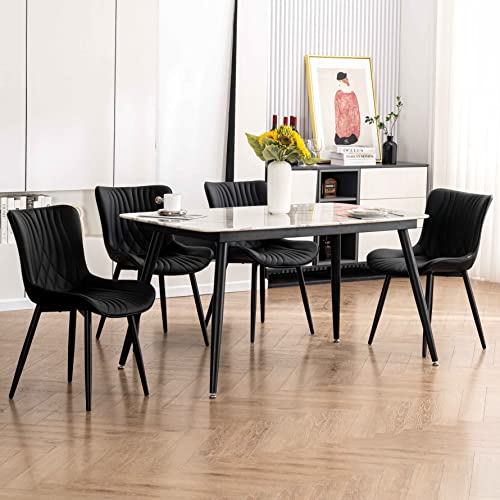 Modern Black Upholstered Dining Chair Set of 2