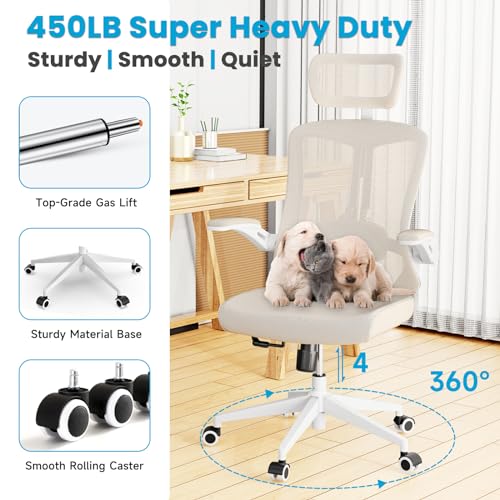 Heavy Duty Ergonomic Office Chair with Wheels and Arms - Comfortable Support for Office, Bedroom, and College Dorm