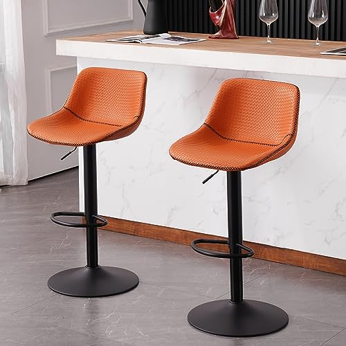 Modern Faux Leather Bar Stools Set of 2 for Kitchen Islands