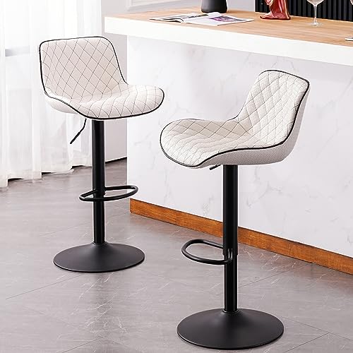 MENCOLULU Modern White Swivel Barstools, Kitchen Island Set of 2