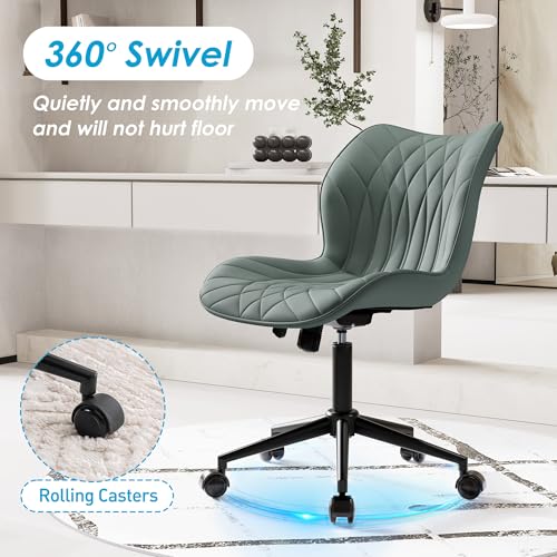 MENCOLULU Comfy Armless Office Chair: Adjustable, Ergonomic, and Stylish (Grayish Green)