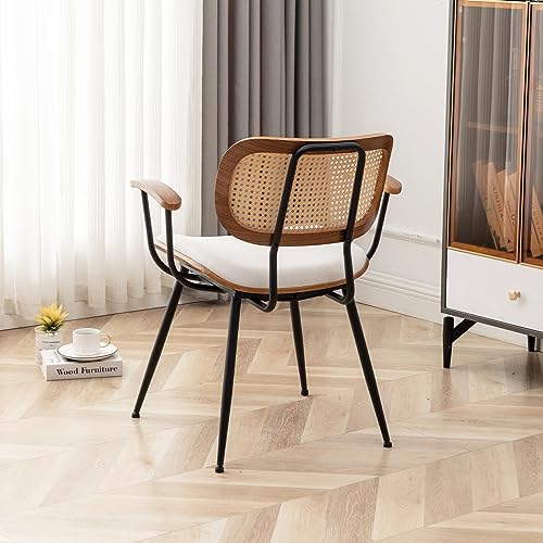 Mid Century Modern Rattan Dining Chairs Set of 2