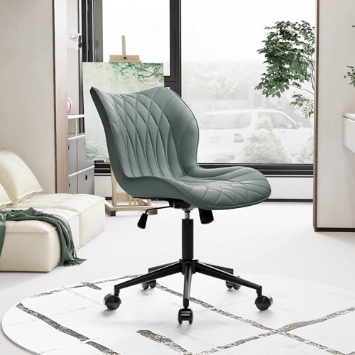 MENCOLULU Comfy Armless Office Chair: Adjustable, Ergonomic, and Stylish (Grayish Green)