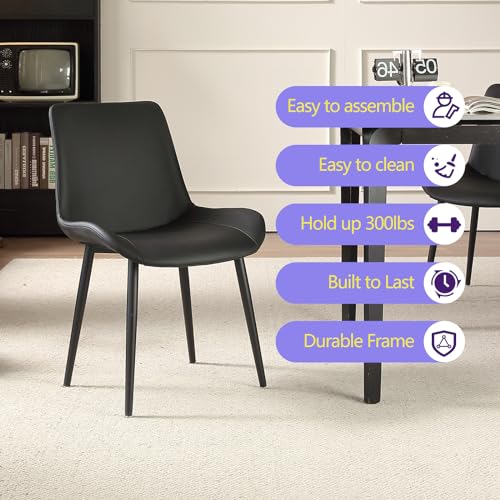 Modern Black Upholstered Dining Chair Set of 4