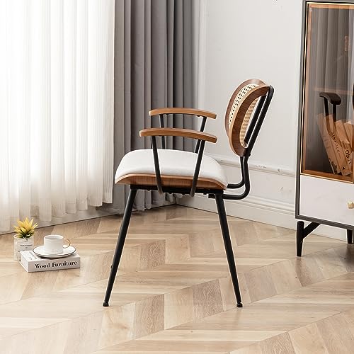 Mid Century Modern Rattan Dining Chairs Set of 2