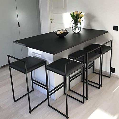 3-Piece Velvet Bar Stool Set with Backrest and Footrest - Kitchen, Pub or Home Counter (Black)