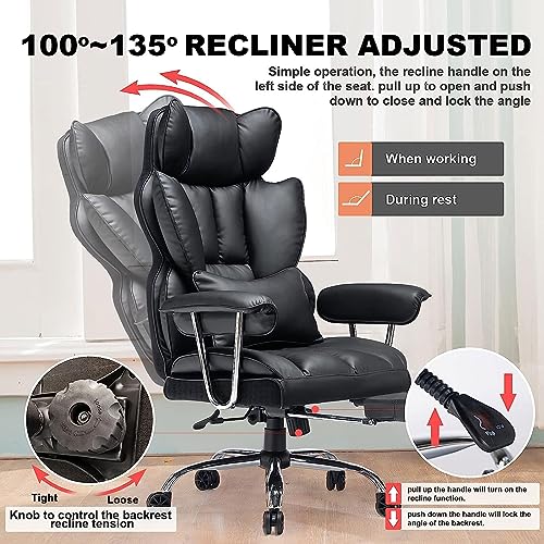 Big and Tall Office Chair with Leg Rest and Lumbar Support