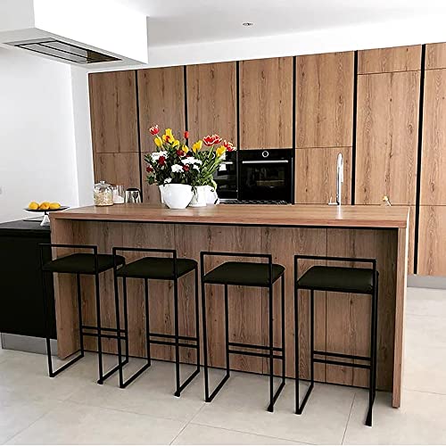 Black Metal Base Velvet Bar Stool Set 26" Height - Kitchen & Dining