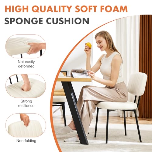 Modern Cream Upholstered Dining Chair Set of 4